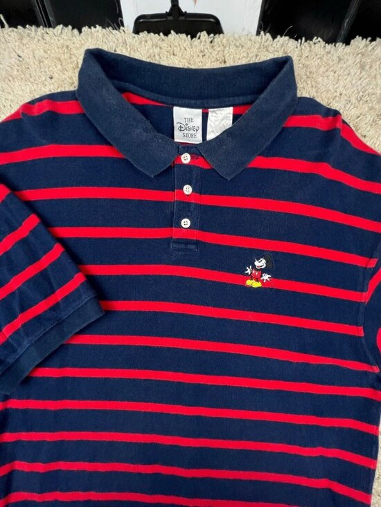 The Disney Store Other - VTG Disney Store Mickey Mouse Men's Polo Shirt Striped Embroidered Emblem 2XL